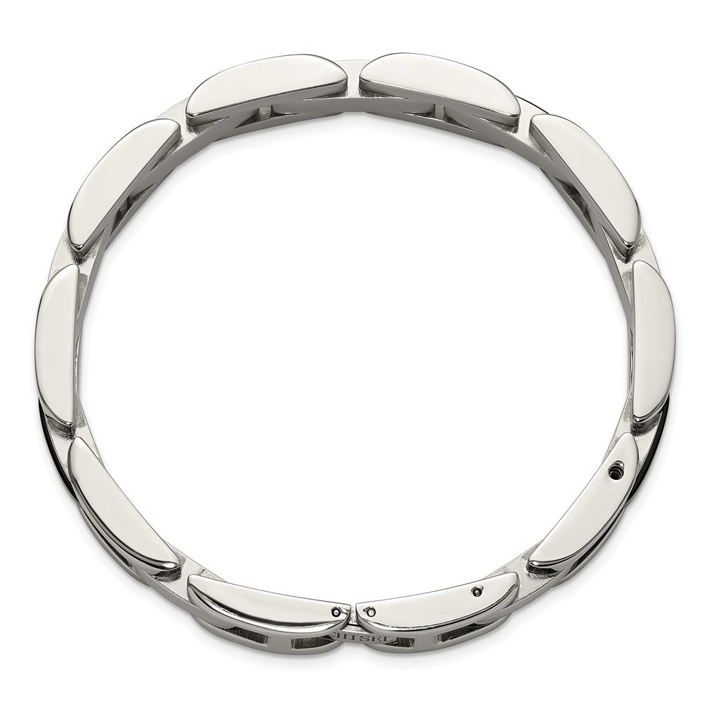 Chisel Stainless Steel Polished with 14K Gold Accent and 1/20ct. Diamond and Onyx 8.25 inch Link Bracelet 8.25 inches