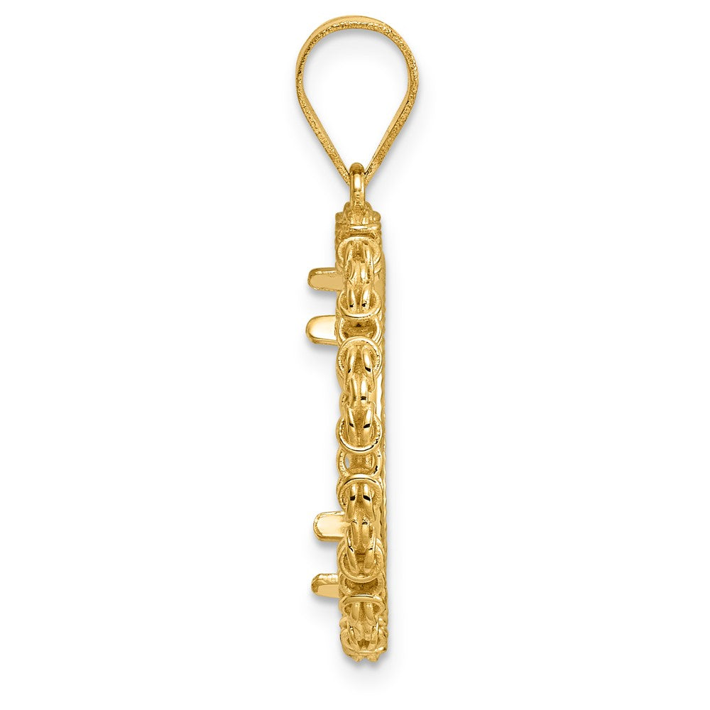 14k Diamond Cut Byzantine Link with 18.0mm Prong Coin Bezel Pendant