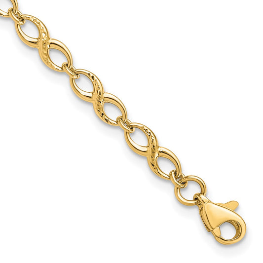 10K Polished and D/C Bracelet 7  inches