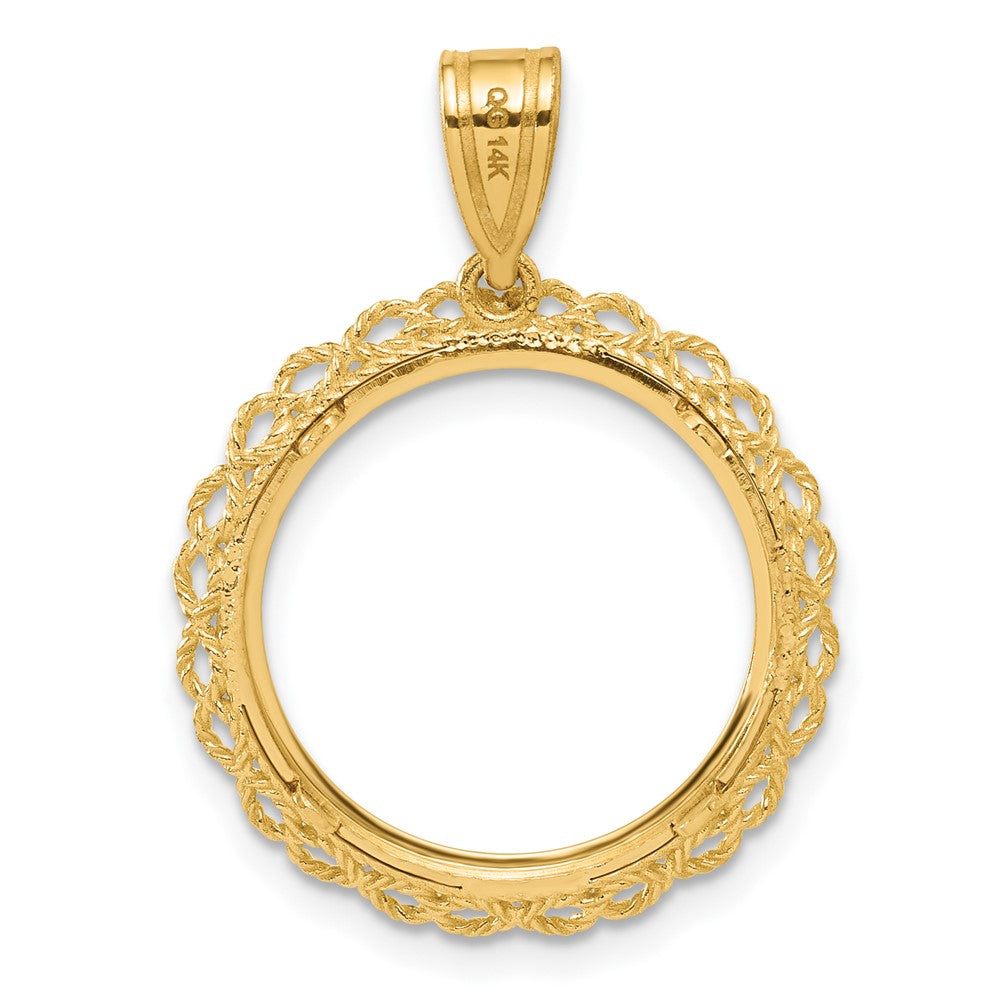 14k Polished Double Rope with 16.5mm Prong Coin Bezel Pendant