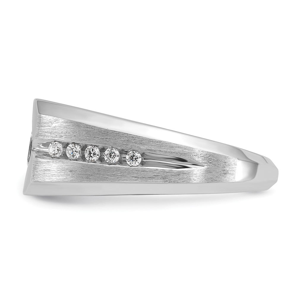 14k White Gold IBGoodman Men's Polished and Satin 1/5 carat Diamond Semi-mount Ring