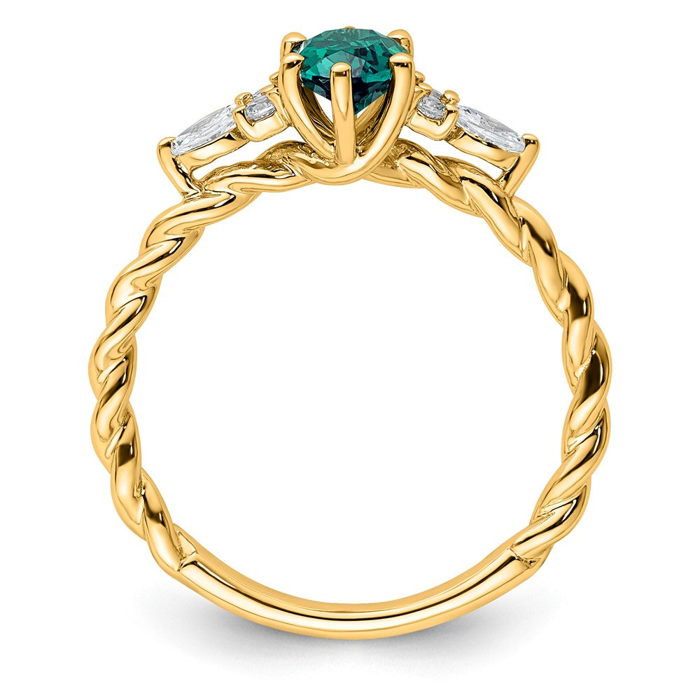 10k YG Created Alexandrite & Diamond Ring