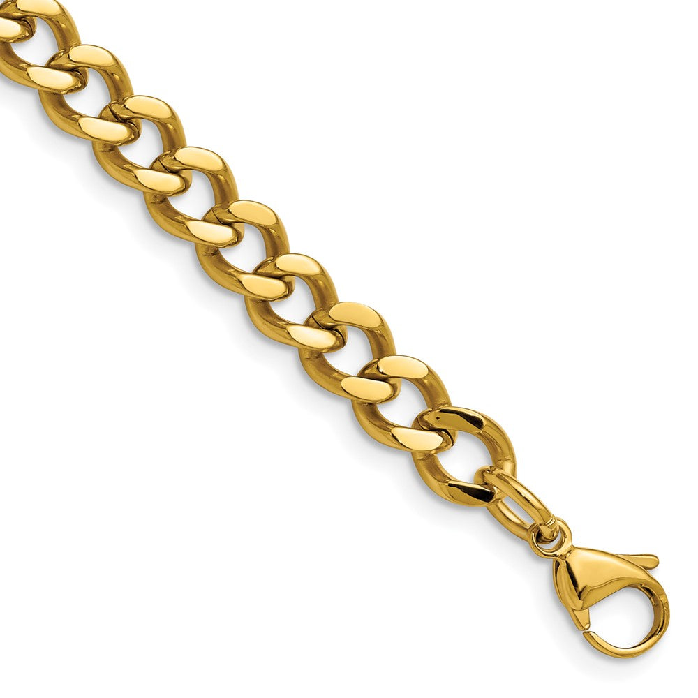 Stainless Steel Polished Yellow IP-plated 7.5mm 8in Curb Chain 8 inches