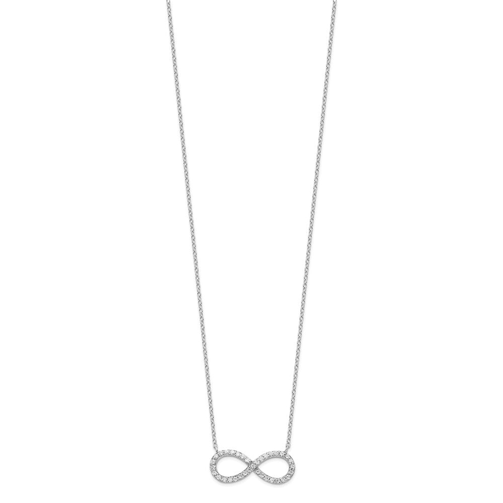 Sterling Silver Rhodium-plated with CZ Infinity w/ 2 IN EXT Necklace 16 Inches