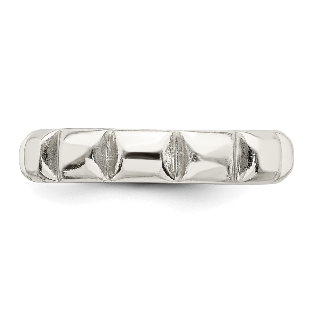 Sterling Silver Notched Design Band Ring