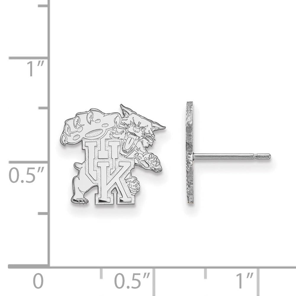 Sterling Silver Rhodium-plated LogoArt University of Kentucky U-K Wildcat Small Post Earrings QSS051UK
