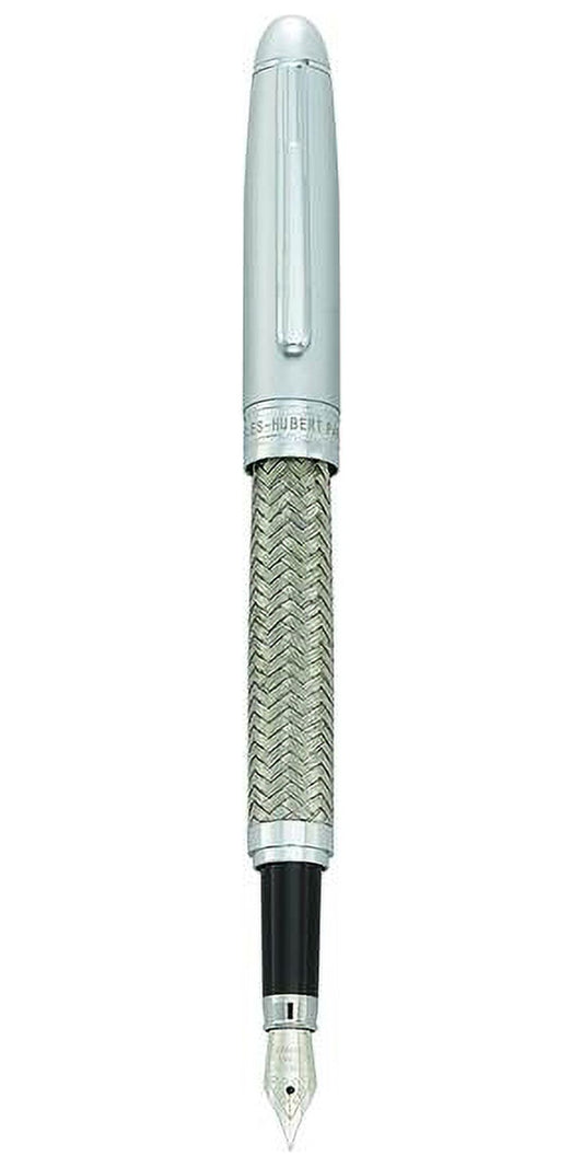 Charles Hubert Silver-tone Mesh with Brushed Chrome Cap Fountain Pen QGM9187