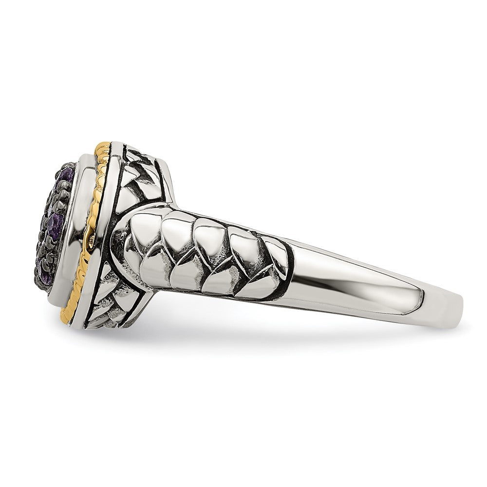 Shey Couture Sterling Silver with 14K Accent Antiqued Pav‚ Amethyst Ring
