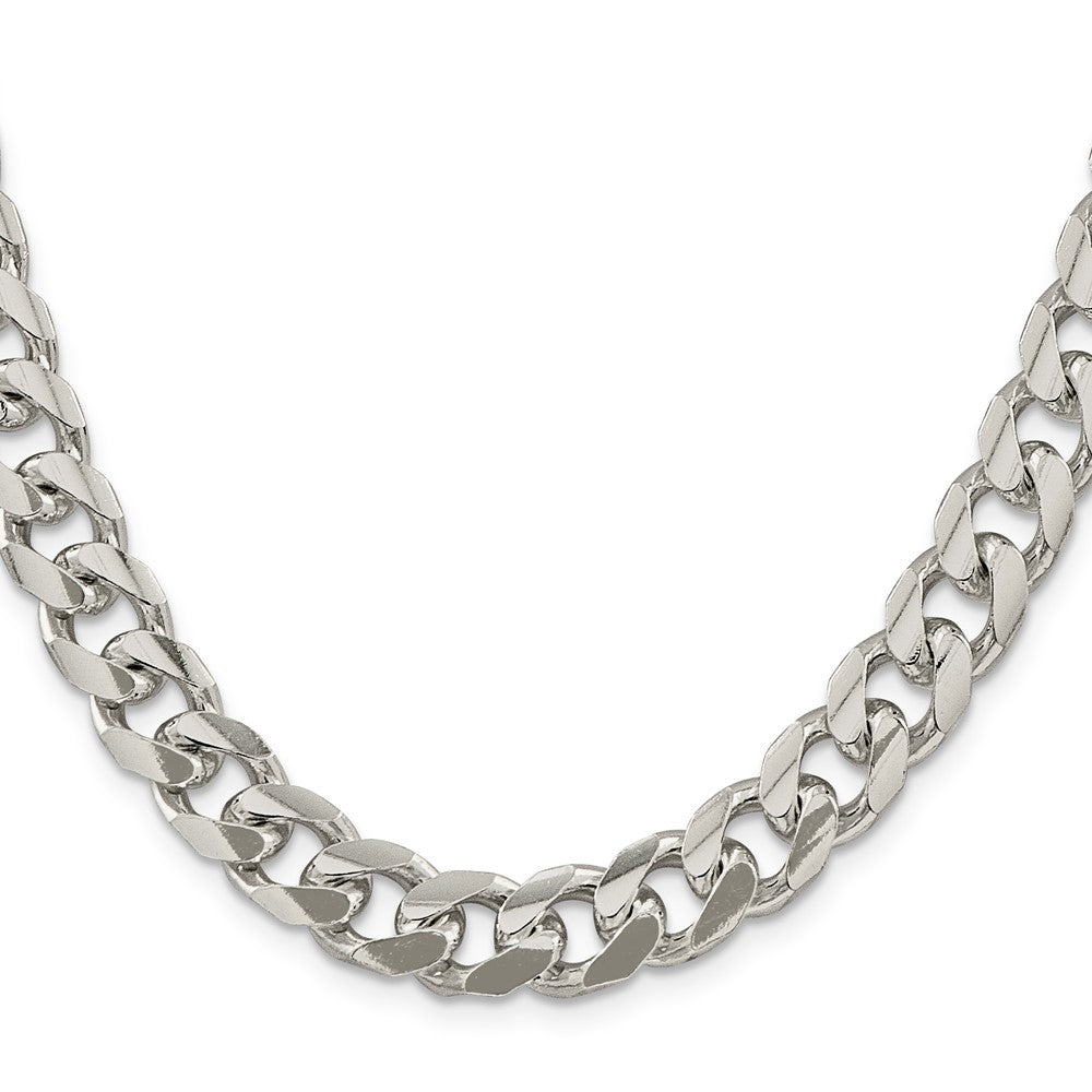 Sterling Silver 10.5mm Domed w/ Side D/C Curb Chain 26 Inches