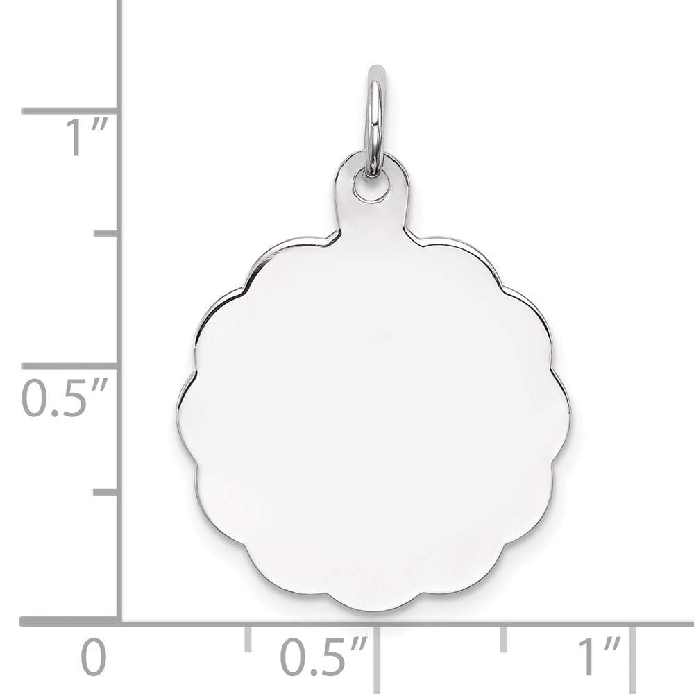 Sterling Silver Rh-plt Engraveable Polished Front/Satin Back Disc Charm