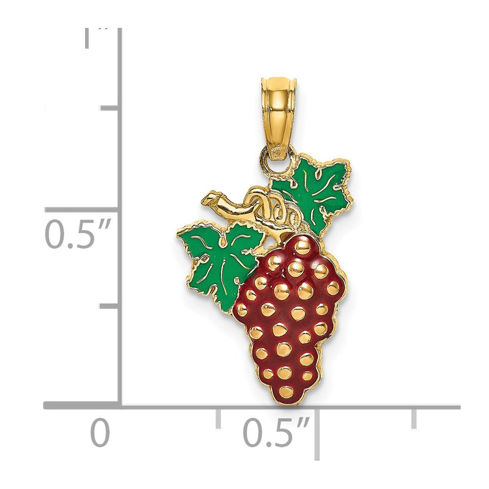 14K W/ Enamel Grapes W/ Stem and Leaf Charm