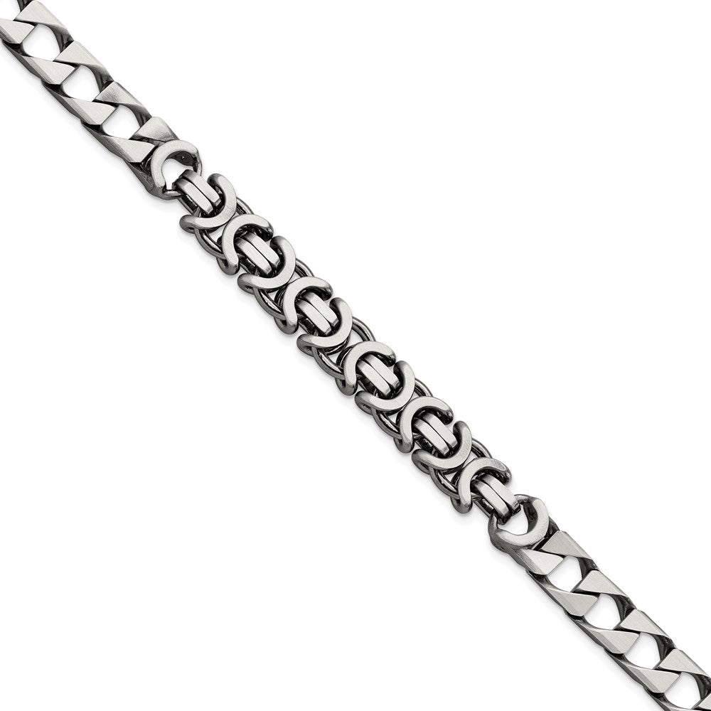 Sterling Silver Mens Antiqued Brushed Curb/Circles Bracelet 8.5 inches