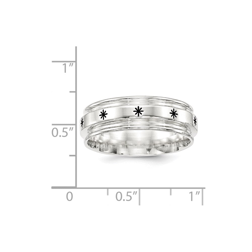 SS 7mm Enamel Fancy Band Size 10.5