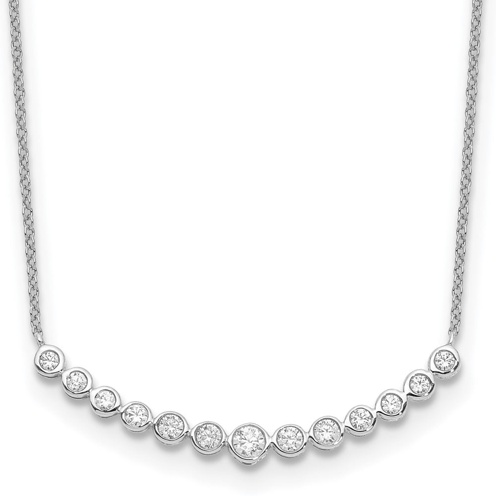 True Origin 14K White Gold 1/2 carat Lab Grown Diamond VS  D E F 18 inch Graduated Curved Bar Necklace