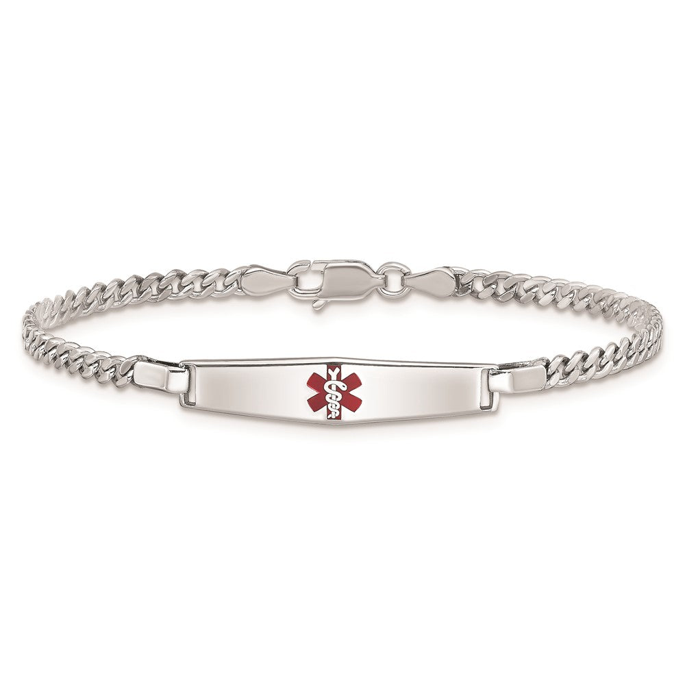 Sterling Silver Rhodium-plated Medical ID Curb Link Bracelet 8 inches