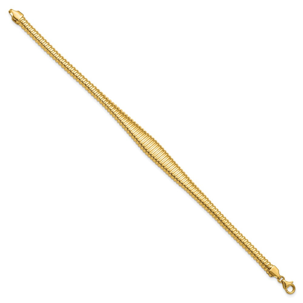 14K Polished Ridged Graduated Bracelet 7.5  inches