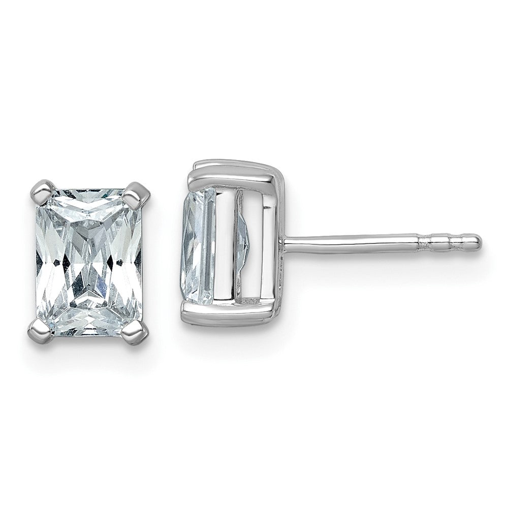14k White Gold 2 carat Lab Grown Diamond VS+ F+ Radiant Complete Four Prong Stud Earrings