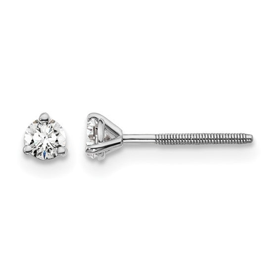 Primal Gold 14 Karat White Gold Lab Grown Diamond 1/5cttw Certified SI1/SI2, G H I, 3 Prong Screwback Earrings
