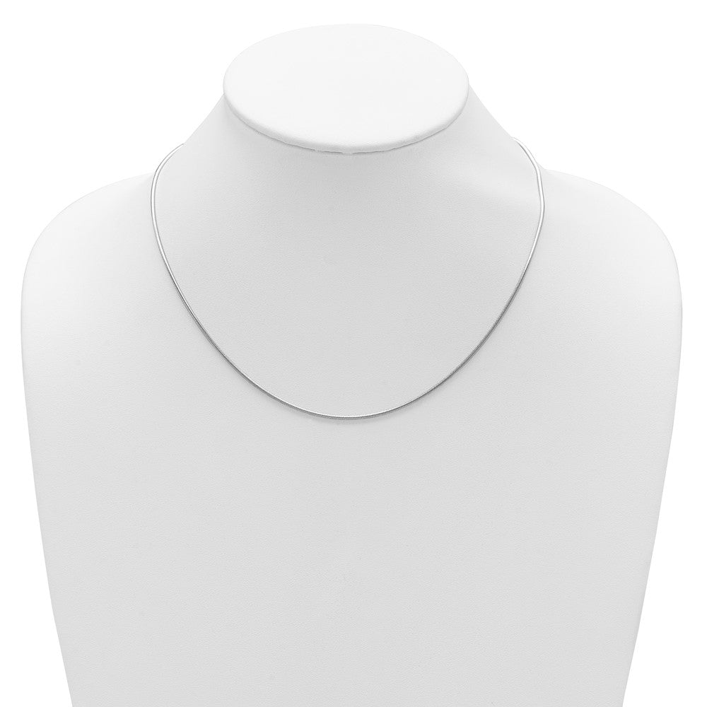 SS Rh-plat 1.4mm Round Snake 1in+1in Adjustable Chain