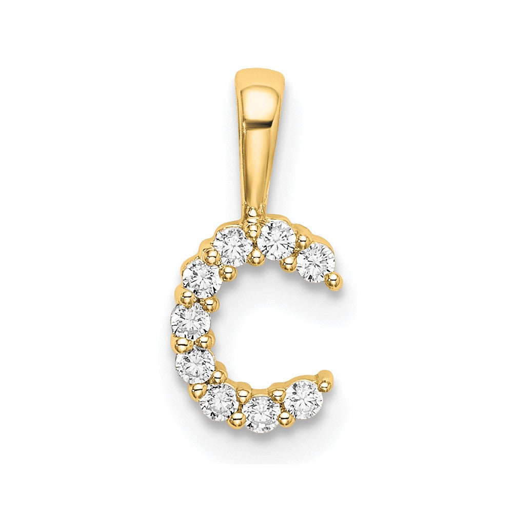 14k 1/10 carat Lab Grown Diamond VS/SI+ G+ Letter C Initial Pendant