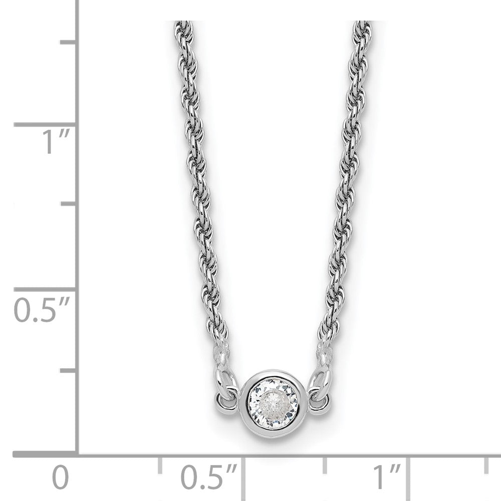 Sterling Silver RH-plated Polished CZ with 1.5in ext. Necklace