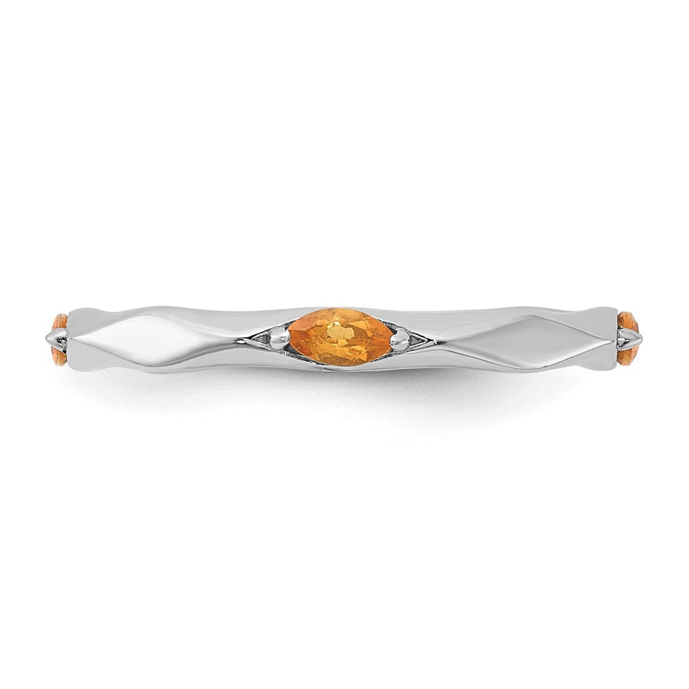 Sterling Silver Stackable Expressions Rhodium-plated Citrine Ring Size -8