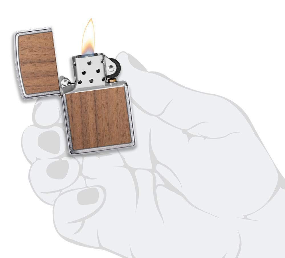 Zippo Woodchuck USA Walnut Brushed Chrome Pocket Lighter