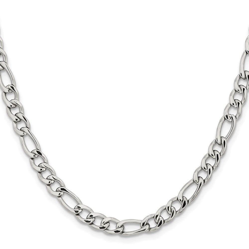 Stainless Steel Polished 6.3mm 22in Figaro Chain