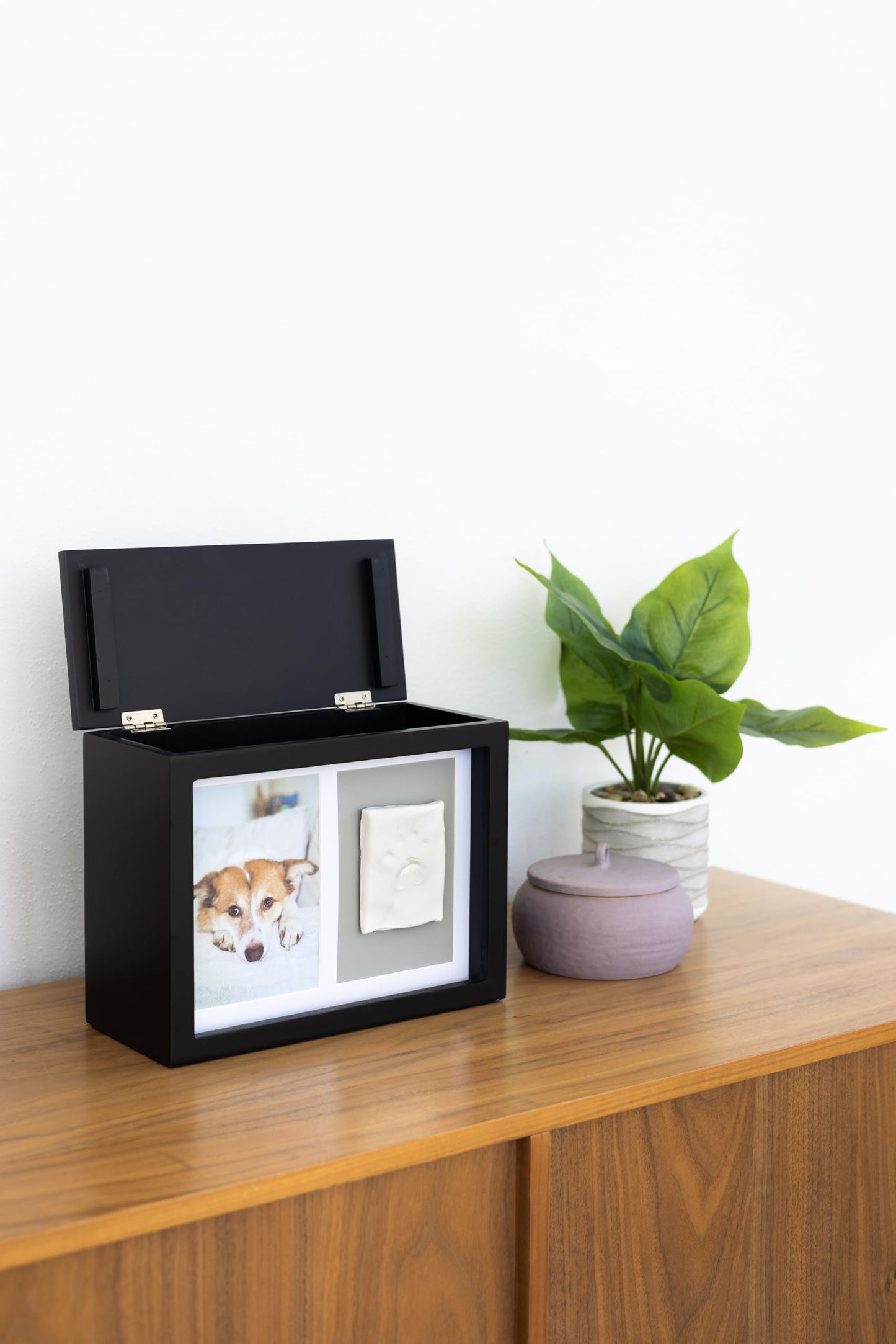 Pearhead Pet Photo Memory Box and Impression Kit for Dog or Cat Paw Print, Black