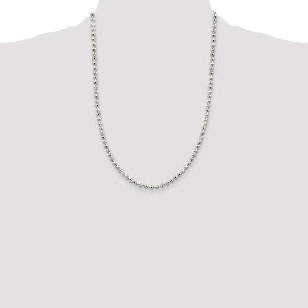 Sterling Silver 4mm Beaded Chain 24 Inches