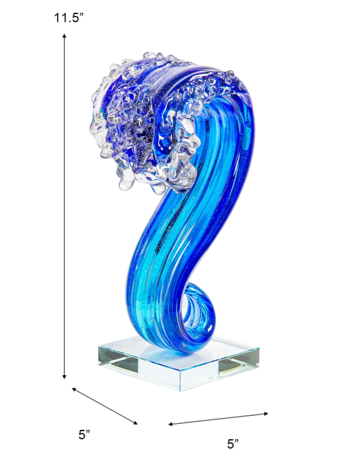 Pacific Wave Glass Sculpture/Figurine in Blue Finish