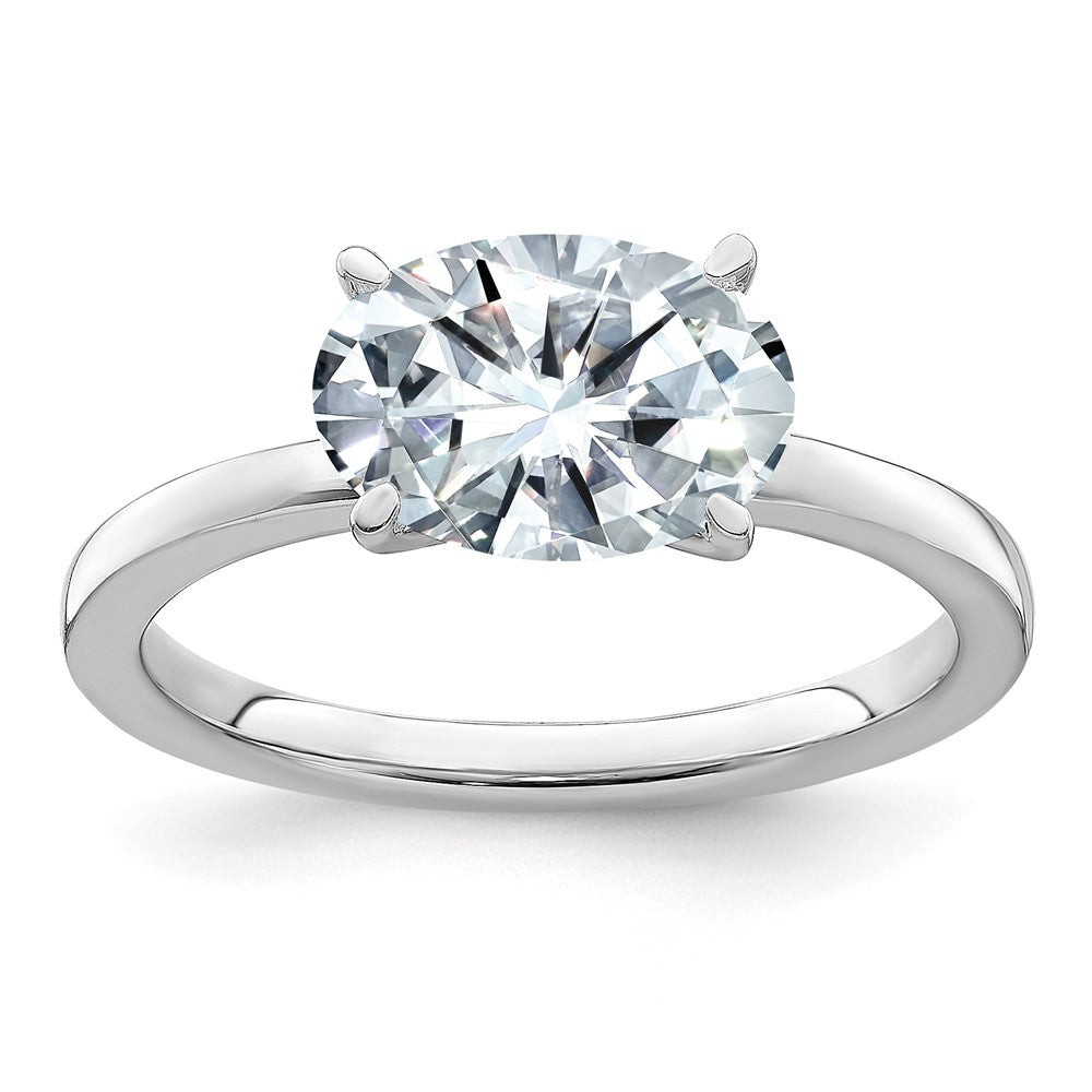 Sterling Silver East West Oval CZ Solitaire Ring