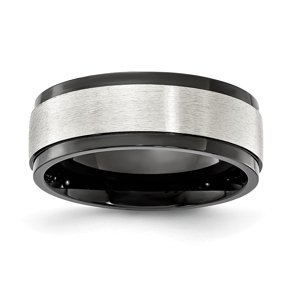 Cobalt Black IP-plated Brushed Center 8.00mm Band Size - 11