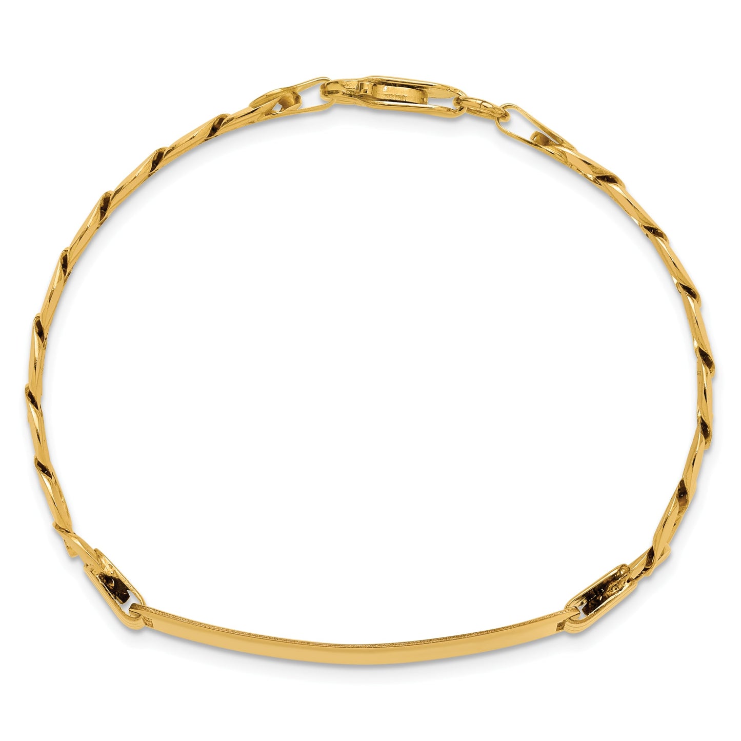 14k Polished Solid Chain/Solid Plate Curb Link 37x9mm Plate 7 inch ID Bracelet