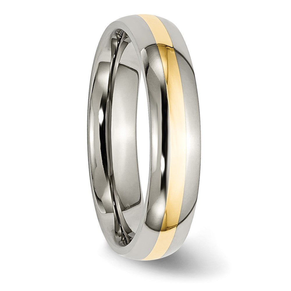Titanium Polished w/14k Yellow Inlay 5mm Band Size - 9.5