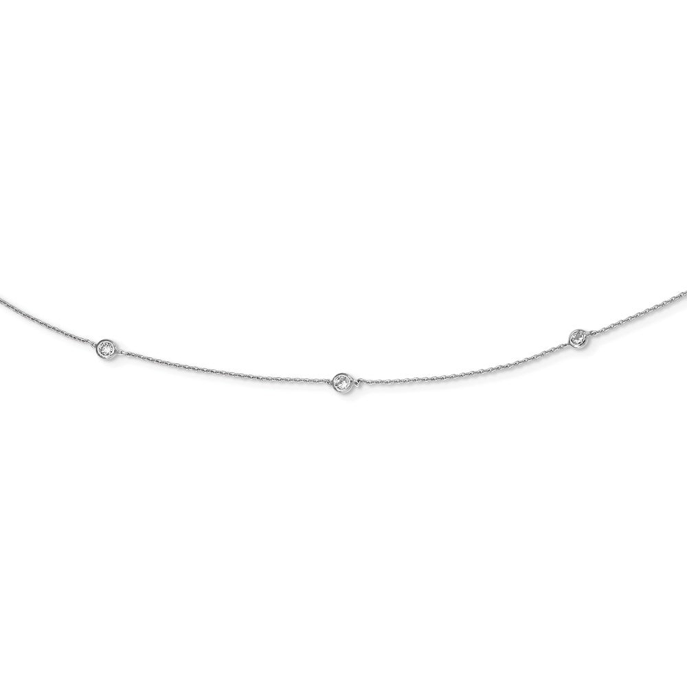 Sterling Silver Rhodium-plated CZ 15-Station Necklace 32 Inches