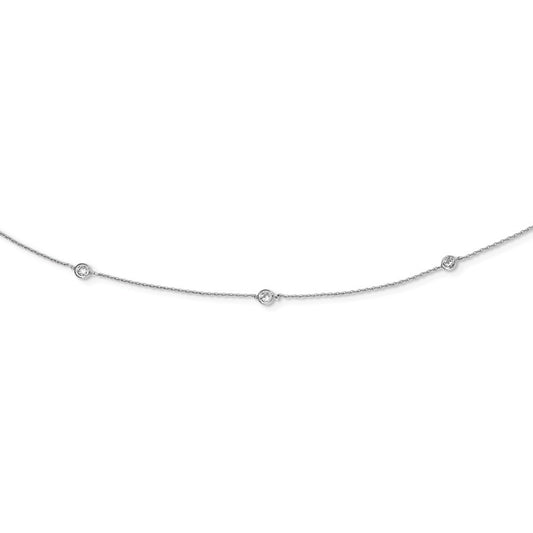Sterling Silver Rhodium-plated CZ 15-Station Necklace 32 Inches