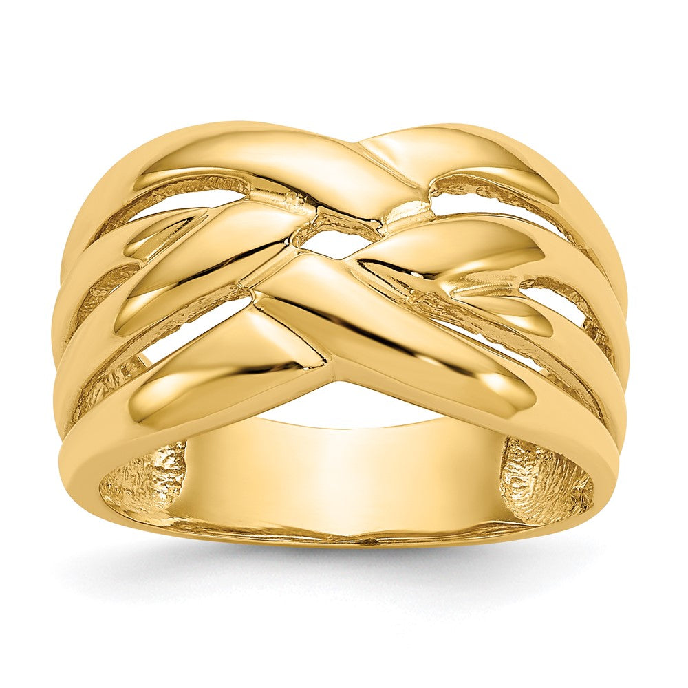 14k High Polished Woven Dome Ring Size 7