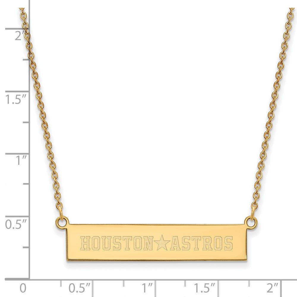 Sterling Silver Gold-plated Houston Astros Team Script Bar 18 inch Necklace