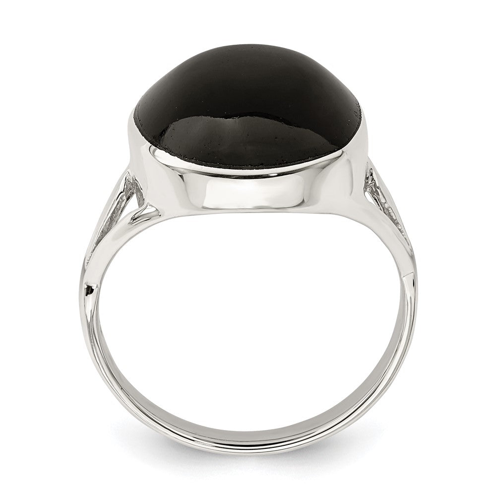 Sterling Silver Polished Black Onyx Oval Cut Ring