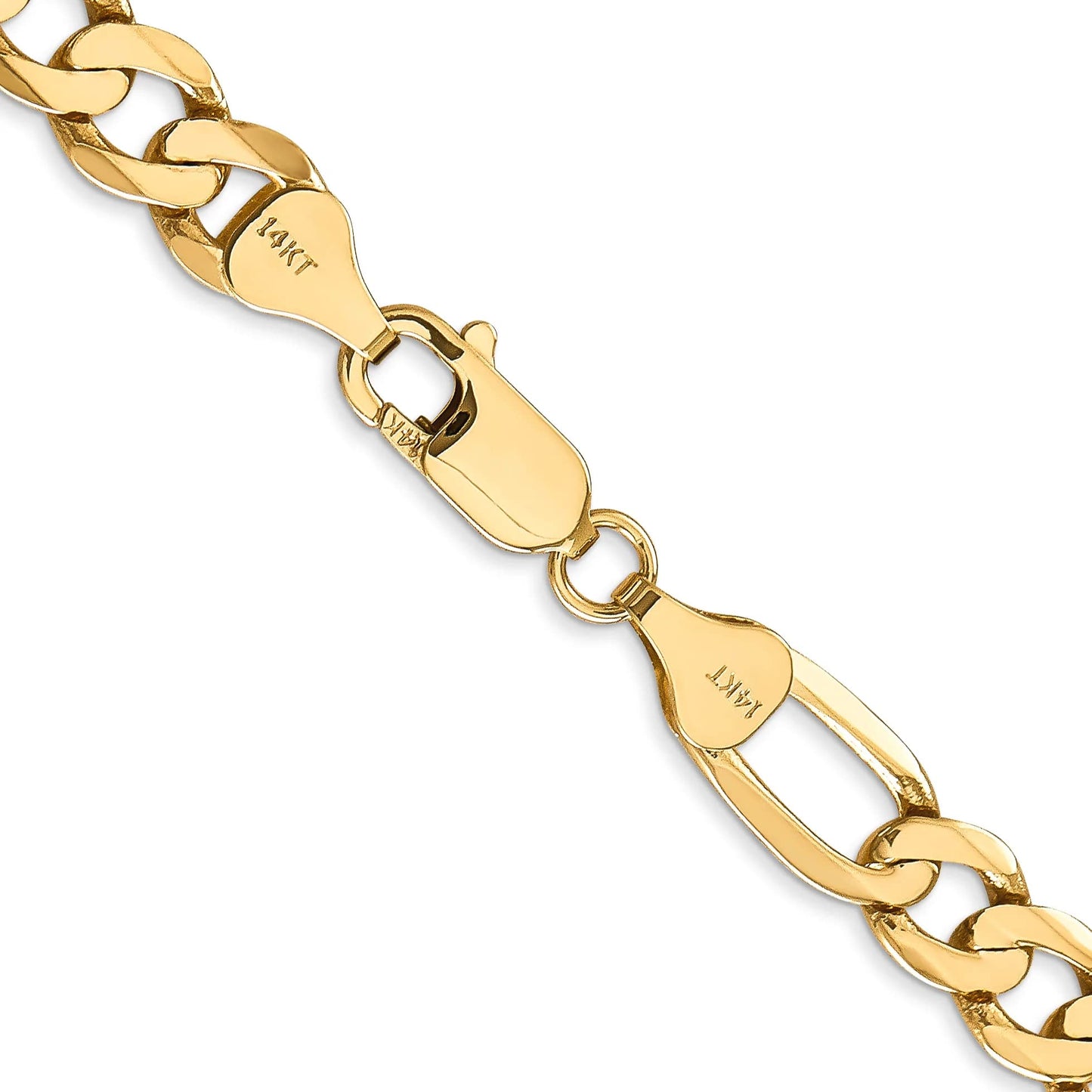 14K 7 inch 7mm Flat Figaro with Lobster Clasp Bracelet