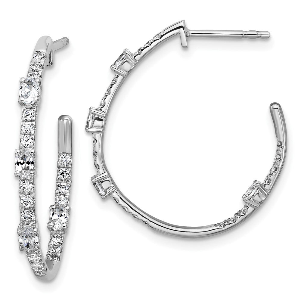 True Origin 14k White Gold 3/4 carat Lab Grown Diamond VS DEF J-Hoop Earrings