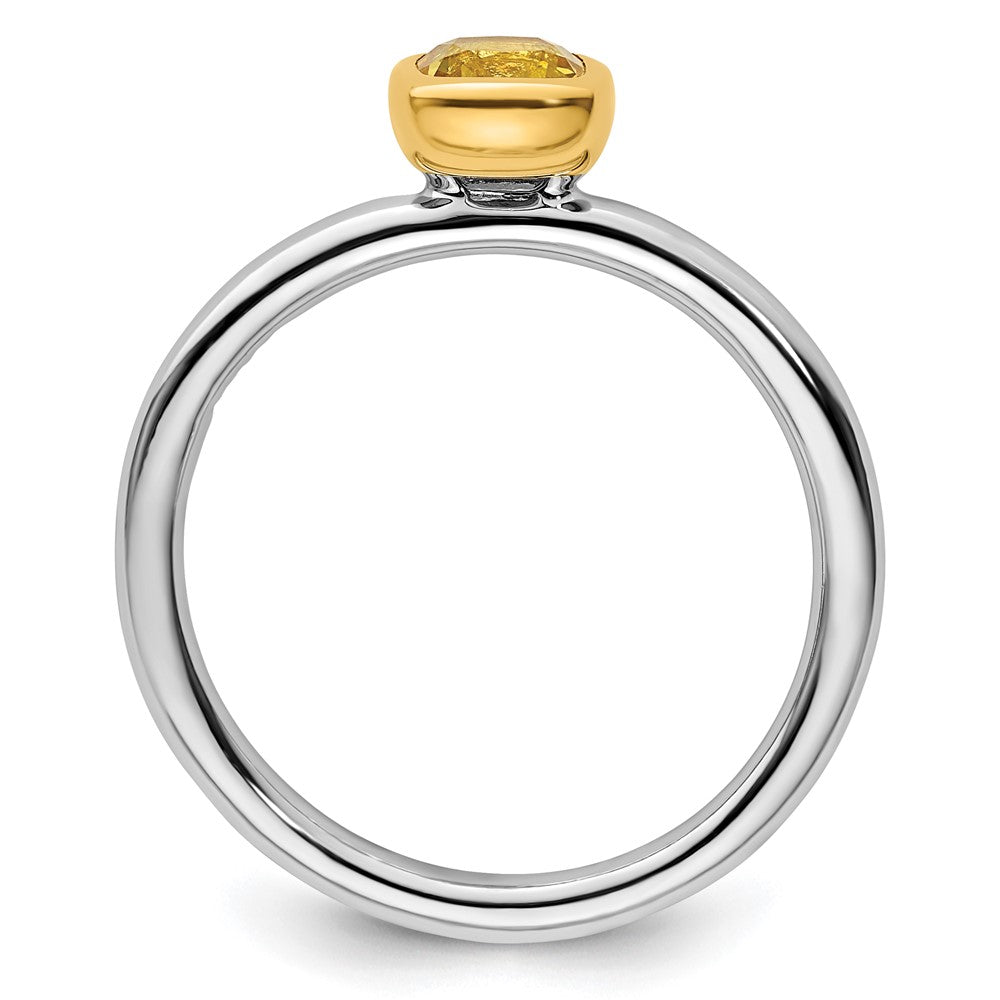 Sterling Silver Stackable Expressions w/Gold-plated Citrine Ring Size -10