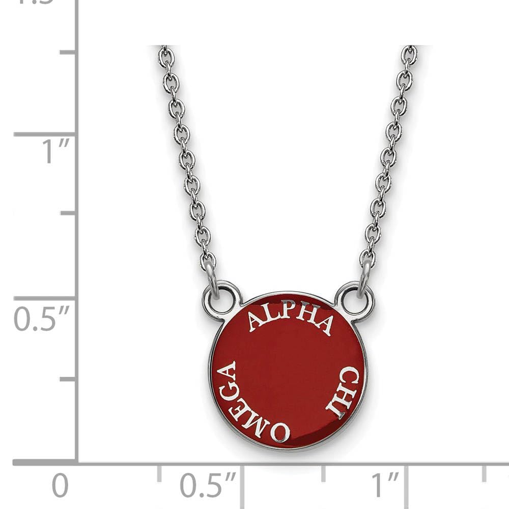 Sterling Silver 18in Official Licensed Greek Sororities Alpha Chi Omega (???) XS Enamel Pendant w/Necklace