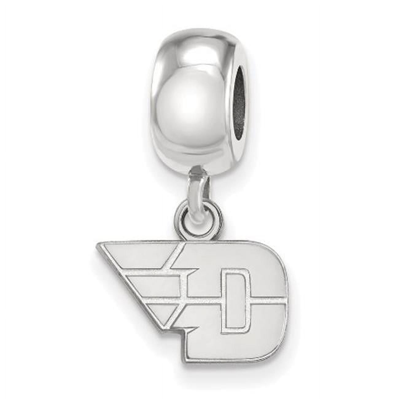 Sterling Silver Rhodium-plated LogoArt University of Dayton Extra Small Dangle Bead Charm