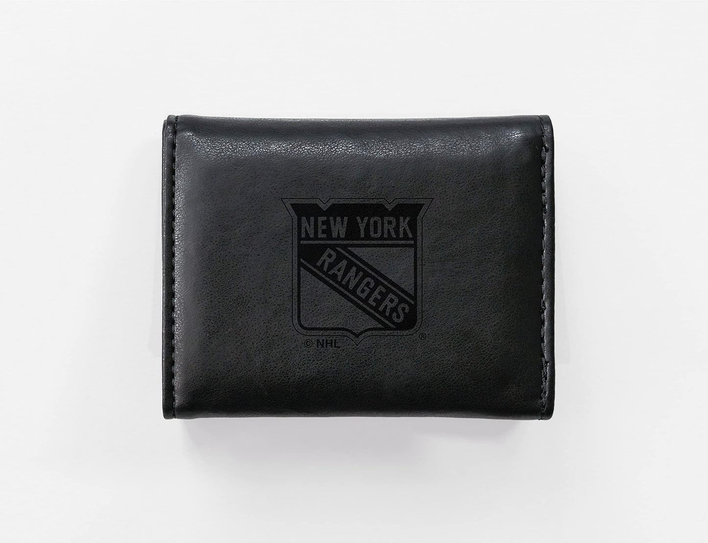 Hockey Rico Industries New York Rangers Black Laser Engraved Trifold Laser Engraved Tri-Fold Wallet - Men's Accessory