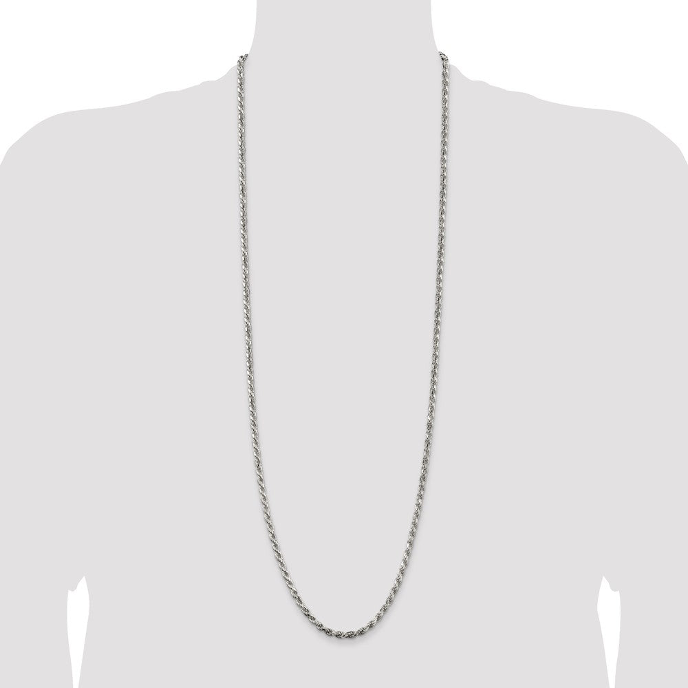 Sterling Silver 3.75mm Diamond-cut Rope Chain 36 Inches