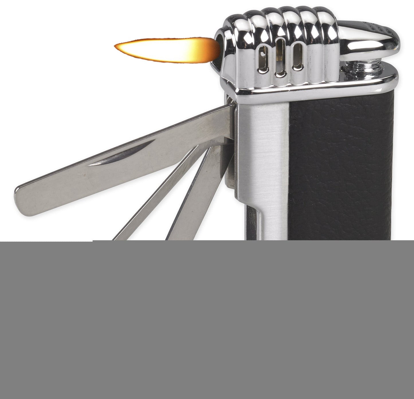 Vertigo Puffer Pipe Soft Flame Lighter - Matte Black & Brushed Chrome