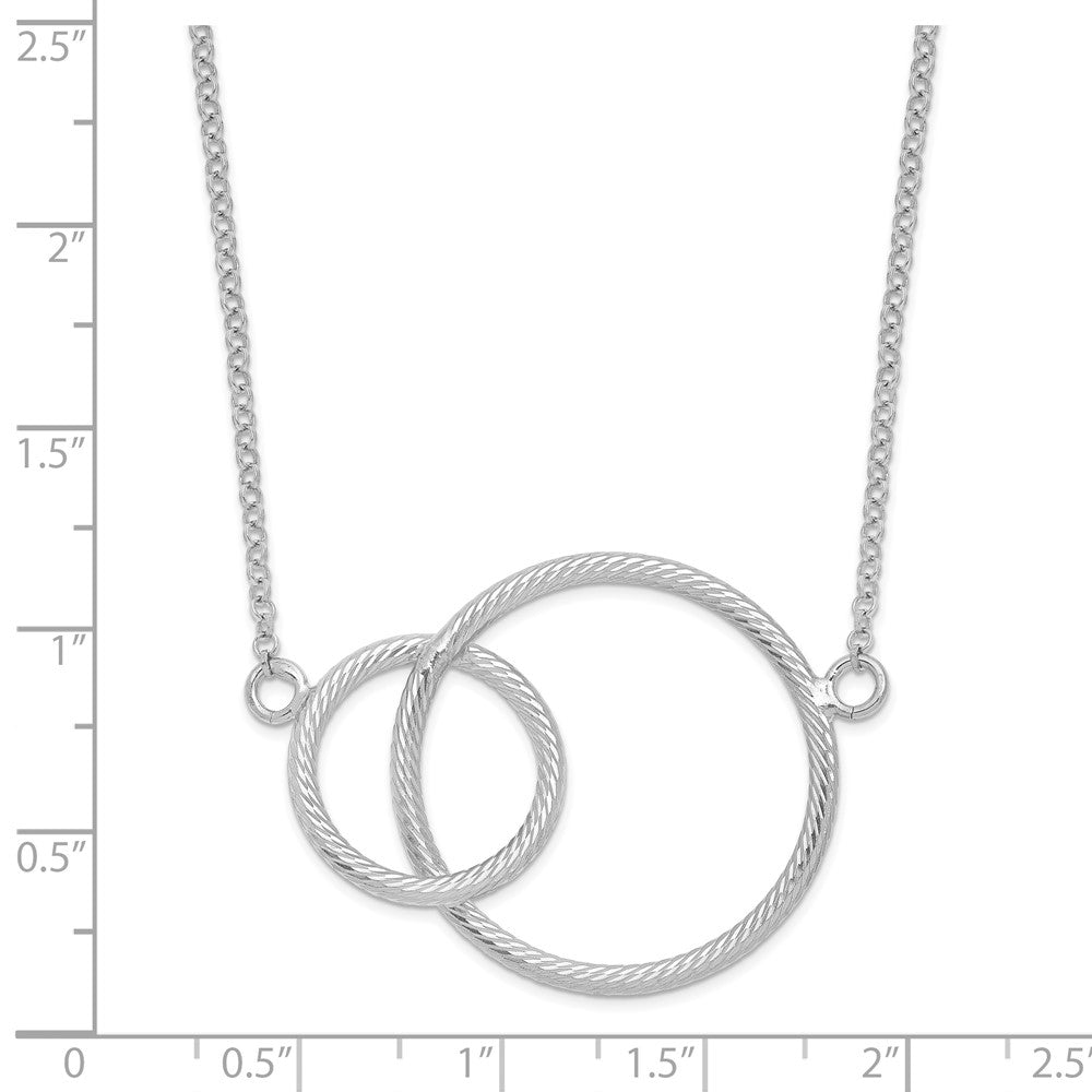 Sterling Silver Rhodium Intertwined Circles w/2 in ext. Necklace
