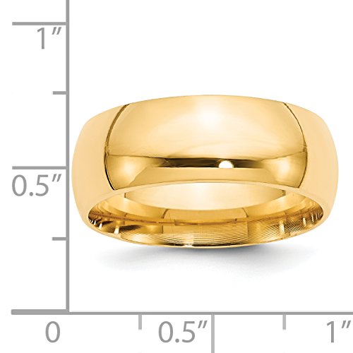 14k Yellow Gold 8mm Standard Weight Comfort Fit Wedding Band Size 10.5
